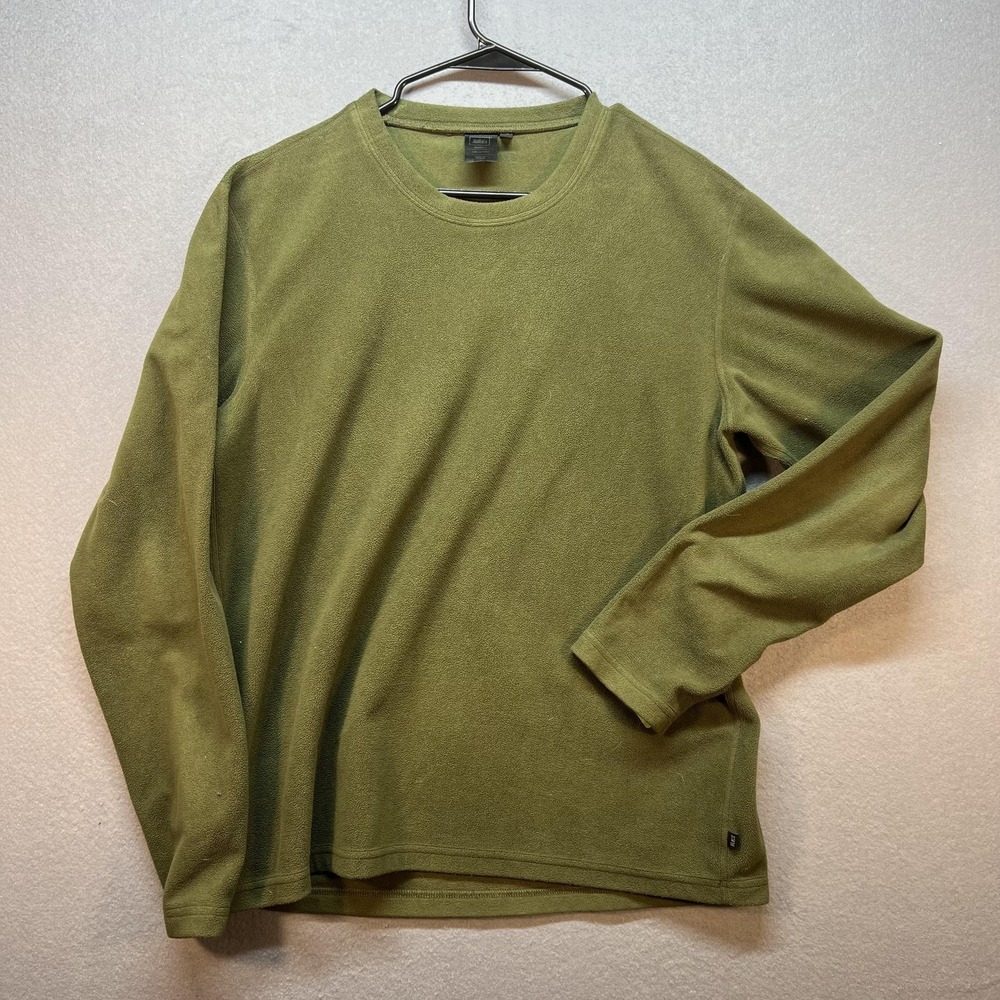 REI Shirt Mens Large Green Long Sleeve Fleece Crewneck Pullover Hiking Top